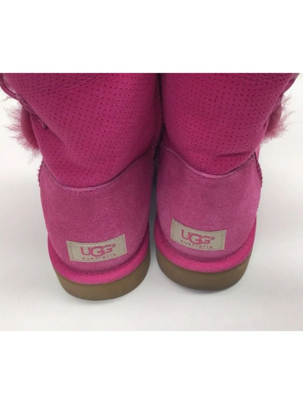 UGG Bailey Button Women’s Pink Suede Shearling Button Boots US 10